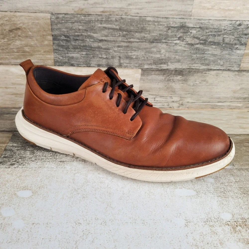 Cole Haan Grand+ Ultra Oxford Shoes Mens Sz 11 M British Tan Ivory Leather Lace